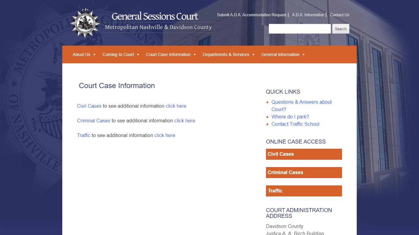 Court Case Information - Nashville, Tennessee